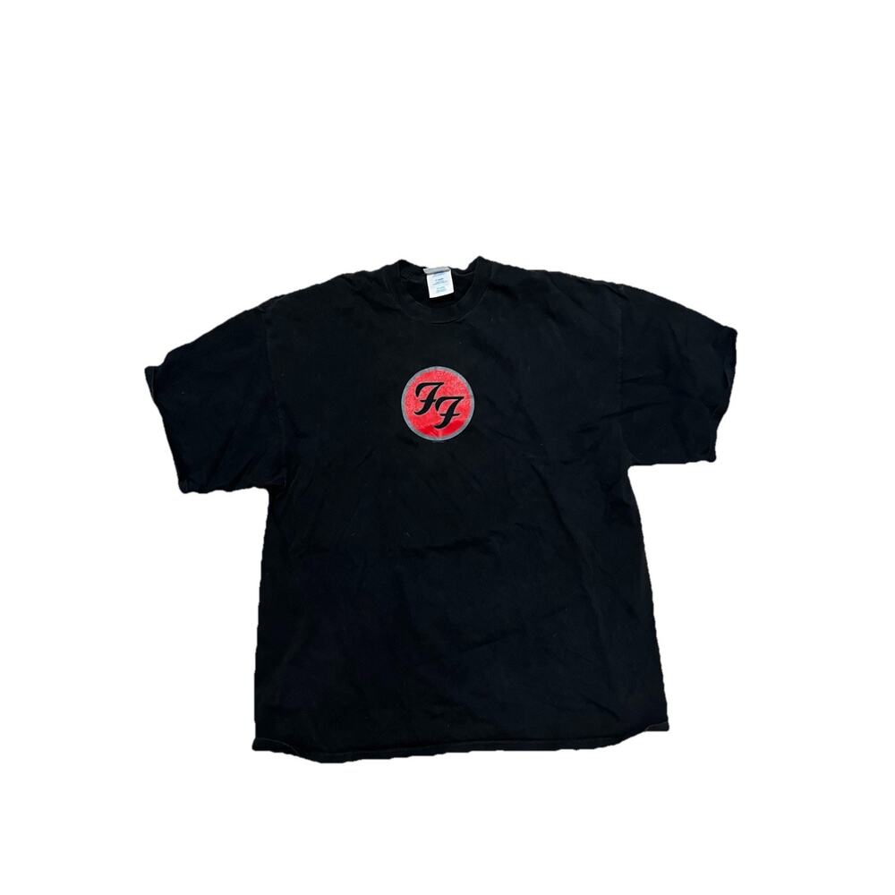Rare Vintage M&O KNITS Foo Fighters 2000 Tour FF Graphic T Shirt 2000s Black 2XL